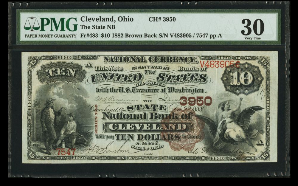 Cleveland, OH Charter #3950 State NB 1882BB $10, PMG-30, 7547